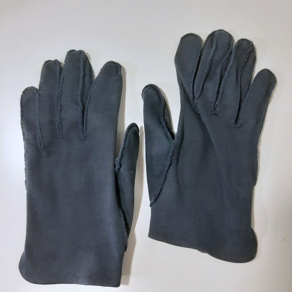 Vintage Dawnelle Elvette Black Sueded  Dress Gloves Size 6 Small Mid Century